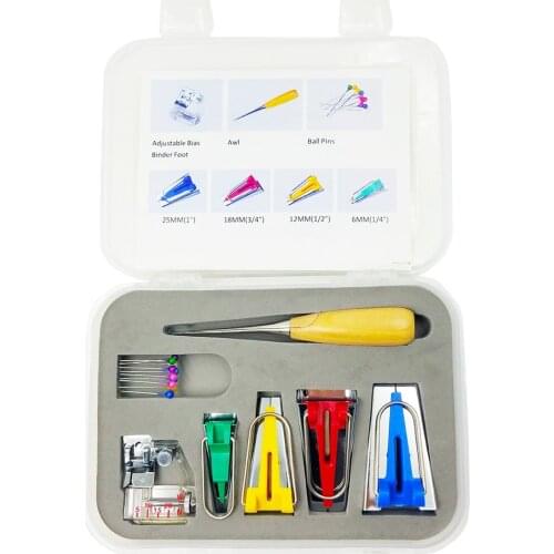 Fabric Bias Tape Make 6mm/12mm/18mm/25mm Sewing Quilting Tool Kits for Patchwork Tailorinand Weaving