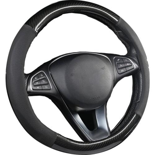 Carbon Fiber Non-Slip Car Steering Wheel Cover Suitable for Most Steering Wheel M Size 37-38 CM 14.5 "-15" Braid on Hand Bar