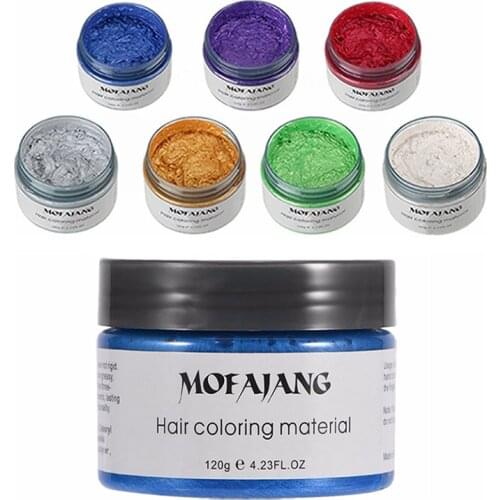 MOFAJANG 120g Hair Color Promades Wax Silver Ash Grey Strong Hold Temporary Hair Dye Gel Mud Easy Wash Hair Coloring Styling Wax