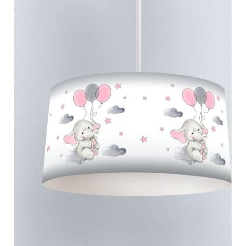 Balloon Flying Elephant Pink Boy Printing Patterned Kids Baby Room Bedroom Light Pendant Lamp Chandelier