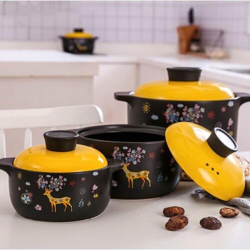 Japanese Multi-size Fawn Ceramic Casserole Restaurant Kitchen Household Open Flame Heat-resistant Double-ear Cartoon Soup Pot