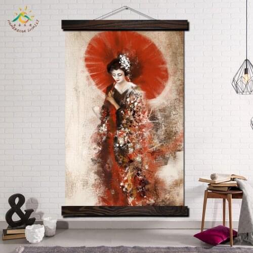 Japan Geisha Art Wall Art Canvas Prints Painting Frame Scroll Painting Hanging Poster Decorative Picture Art Print Wall Poster