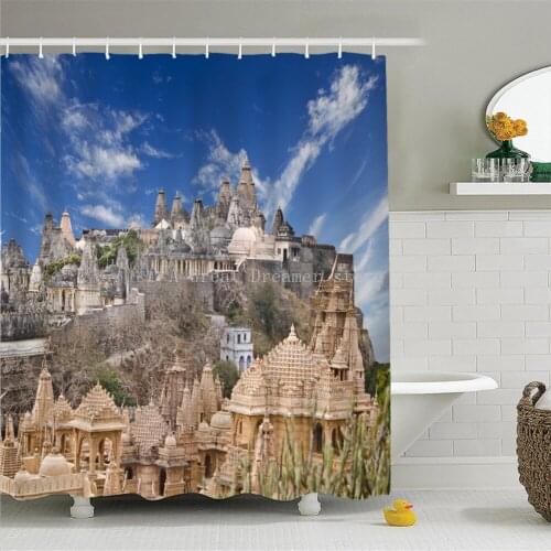 Castle Blue Sky Shower Curtains Waterproof Shower Curtain Bathroom Polyester 3D Girls Boys Home Decoration Curtain With Hook