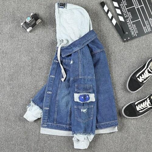 Spring Hooded Women BF Style Basic Denim Jacket Long Sleeve Loose Female Jeans Coat loose Vintage Outwear high quality coat