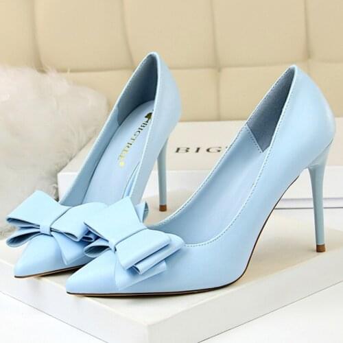 2021 New Woman Fetish 10cm High Heels Wedding Bridal Scarpins Shoes Blue Stripper Yellow Big Size Heels Stiletto Valentine Pumps