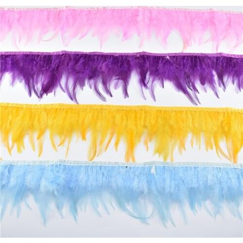 1yard 8-10cm saddle rooster feather trim needlework feathers decoration quality clothing making DIY wedding accessories plumes