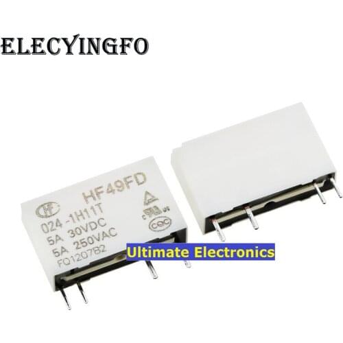 10pcs With T | HF49FD-024-1H11T 4 feet 5A JZC-49F-024-1H1T Relays