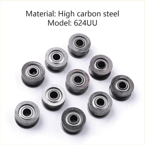 10pcs U624ZZ U groove Sealed Ball Bearings 4*13*7mm Bearing Steel Ball Bearings For Low Speed Wire Track Wheels Roller Rail