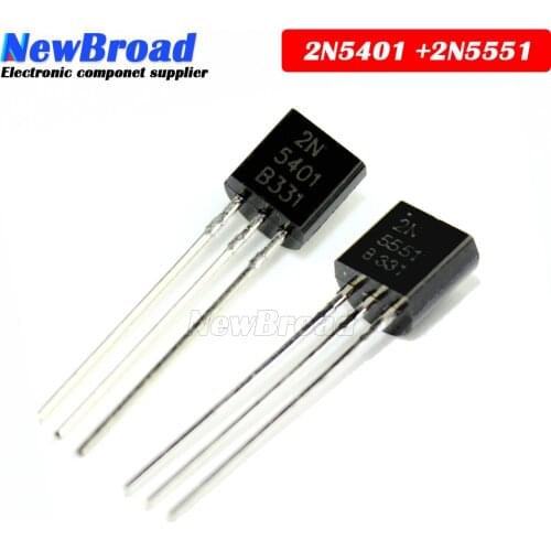 100PCS 2N5551 2N5401 5551 5401 TO-92 (50PCS* 2N5401+50PCS* 2N5551 ) TO92 Bipolar Transistors - BJT PNP Gen Pr Amp