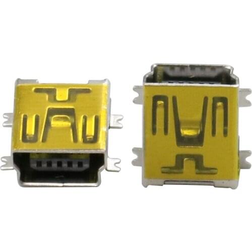 100Pcs Copper Mini USB Type B 5Pin Female SMD SMT Socket Solder Connector