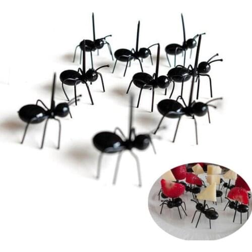 12pcs/lot New ant shape fruit fork plastic toothpick kitchen tools for party