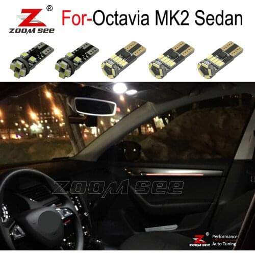 16pc LED door footwell bulb + LED Interior dome Light Kit for Skoda for Octavia 2 saloon MK2 MK II sedan RS 1Z3 (2005-2012)