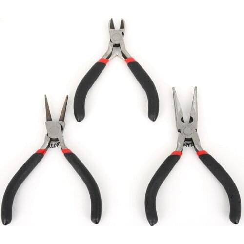 3pcs/set Black Stainless Steel Portable Mini Needle Concave Round Nose Pliers Set For DIY Beading Jewelry Making Cutting Tools