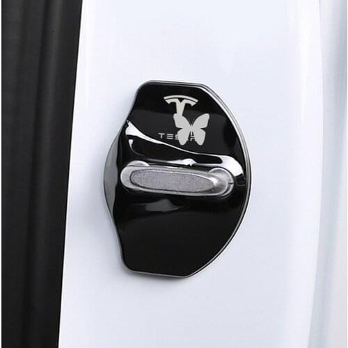4pcs/set Car Door Lock Cover Car-Styling Emblems Case For Tesla model 3 model X Y Auto Style Roadster Accessories
