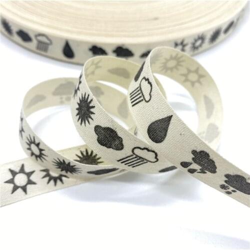 5Yards 15mm Cotton Ribbon Black and white pattern Printed Cotton Ribbons For Wedding Christmas Decoration DIY Sewing Fabric #25