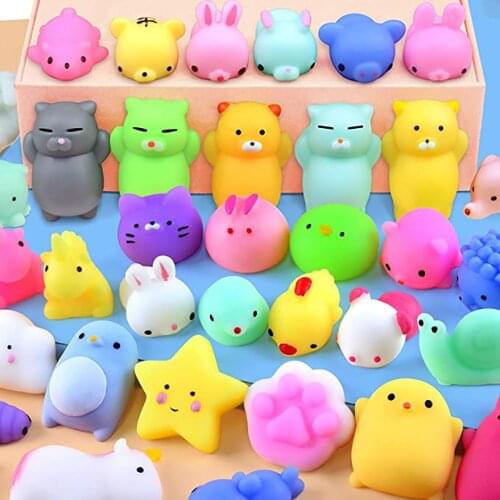 60 Pcs Kawaii Squishies Mochi Squishy Toys for Kids Party Favors Mini Stress Relief Toys for Easter Party Favors Birthday Gift