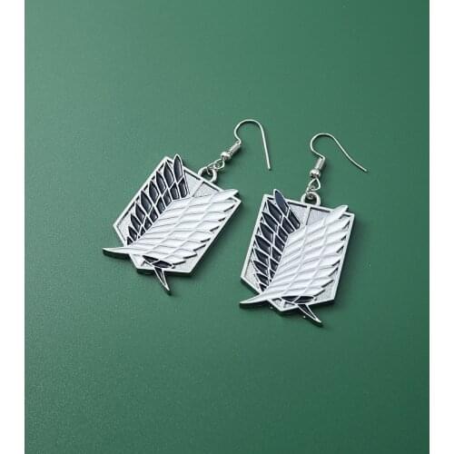 Anime Jewelry Earrings for Women Attack On Titan Giant Legion Flag Logo Drop Earring Girl Female Party Trinket Dangle Earrings
