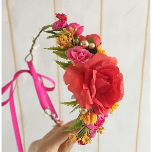 Free Shipping Summer White Blue Bright Colors Flower Girl Crown