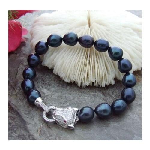 Natural 10-11mm south sea grey/black/white baroque pearl bracelet 7.5-8 inch