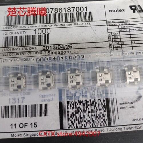 CHUXINTENGXI MOLEX 0786187001 100% NEW 786187001 For USB Mobile phone charging port USB Cell phone data connection socket