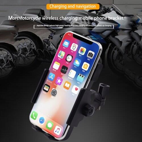 IP66 Waterproof Motorcycle Phone Holder with 15W Wireless charging QC3.0 USB charger Moto handlebar Review Phone support Mount