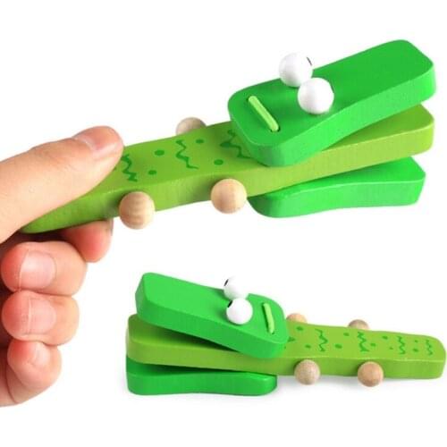 Crocodile Shape Wood Castanet Baby Musical Instrument Cartoon Child Musical Educational Rattle Toys Gifts