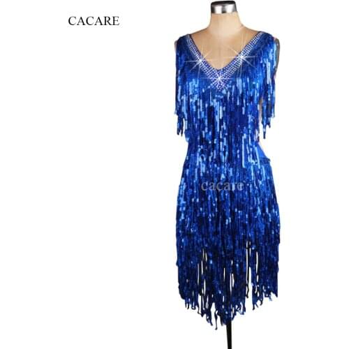 CACARE Classic Suit Dance Women Latin Dress Competition Dresses Fringed Salsa Costumes Customize D0173 Backless Sequins Tassels