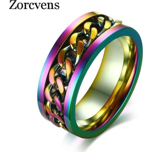 Modyle 8mm Flexible Rotatable Chain Ring for Men Stainless Steel Wedding Band Unisex Jewelry Multi Color Male Jewellry