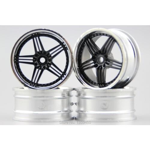4pcs 1/10 Touring&Drift Wheel Rim 12CK(Chrome+Painting Black) 0mm offset fits for 1:10 Touring&Drift Car 1/10 Rim 11189