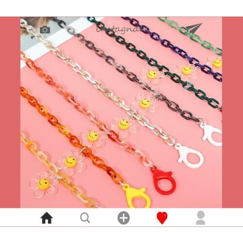Korean Version of DIY Color Chain Bracelet Transparent Flower Mask Chain Pendant Glasses Lanyard Anti-lost Necklace Pendant