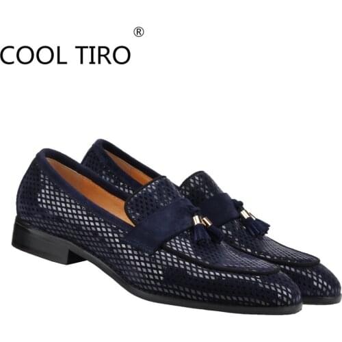BRAND NEW loafers BLUE rhombus decoration comfortable mens casual flannelette wedding career work party dance shoes