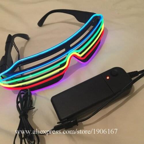 Masquerade Cool Luminous Glasses Party Funny Atmosphere Decoration Light U Glasses EL Cold Light Glow Stage Props