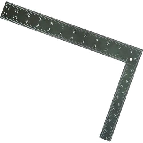 Metal L-Square Angle Square Ruler Silver Tone Measuring Tool 20 x 30cm Long
