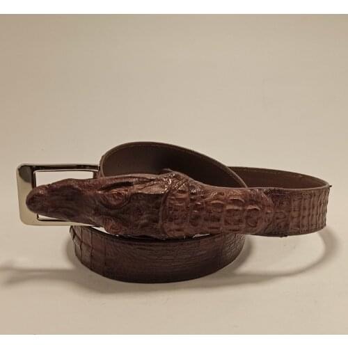 Men Genuine Crocodile Skin Brown Belt Vintage Metal Buckle 2021 New Fashion Exotic Waistband Natural Real Alligator Leather