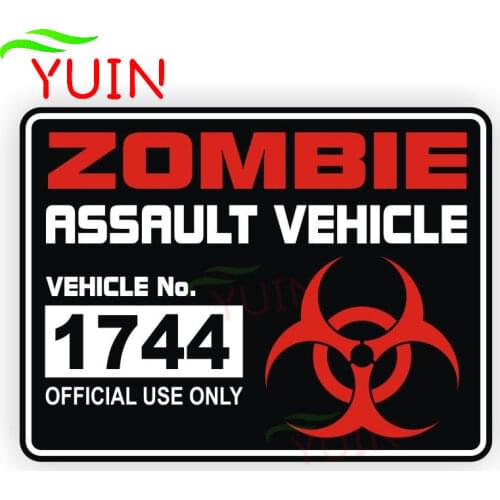 Fashion ZOMBIE Assault Vehicle License Car Sticker Motorcycle Accessories Personalized PVC Decorative Waterproof Decal 15*11cm