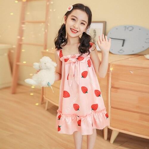 New Summer Girls Sleep Dress Of Sleeveless Kids 2-12 Years Sleepwears Night Skirt Children Clothing Baby Cute Pajamas Nightdress