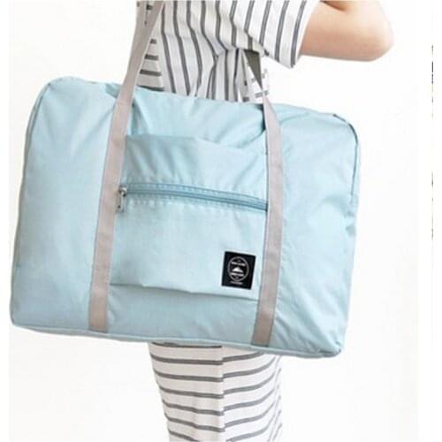 Solid color foldable travel bag, airplane bag, multifunctional shopping single shoulder bag, trolley case luggage bag
