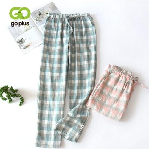 GOPLUS Autumn Womens Pajamas Pants Casual Plaid Elastic High Waist Plus Size Pants Womans Home Clothes Pijama Femenino