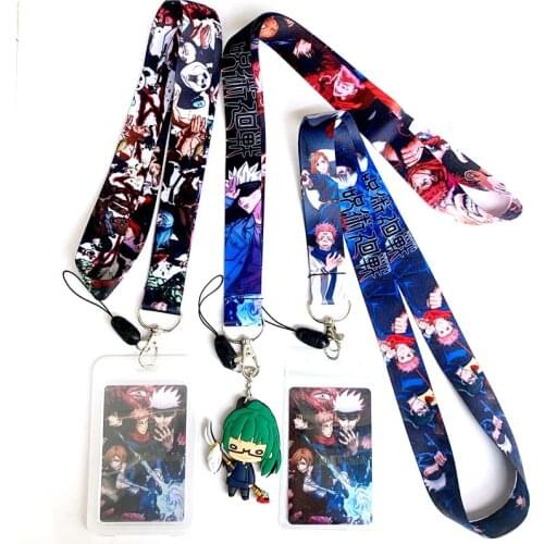Cute Zenin Maki Jujutsu Kaisen Key Lanyard ID Badge Holder Phone Neck Strap with Anime Key Chain Keychain Charms Accessories