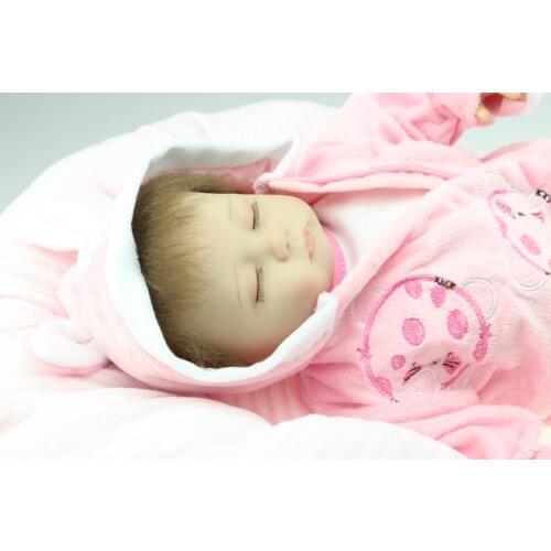 Silicone reborn baby dolls girls toys with pillow close eyes cleeping girl doll kawaii vinyl alive born soft body toys for kids