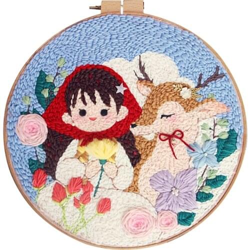 Cute Cartoon Russian Poke Fun Wool Embroidery Handmade DIY Materials Package Romantic Girl Three-dimensional Wool Embroidery DIY