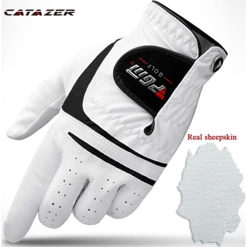 High Quality Men Golf Gloves Real Leather Kid Sheepskin Outdoor Sport Training Clubs Gloves Non-slip Wearable Grip Fits Well