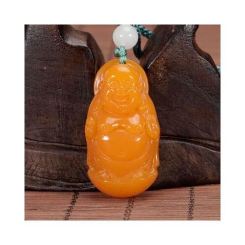 Zheru jewelry natural Hetian jade yellow three-dimensional Buddha pendant necklace exquisite jewelry, best gift
