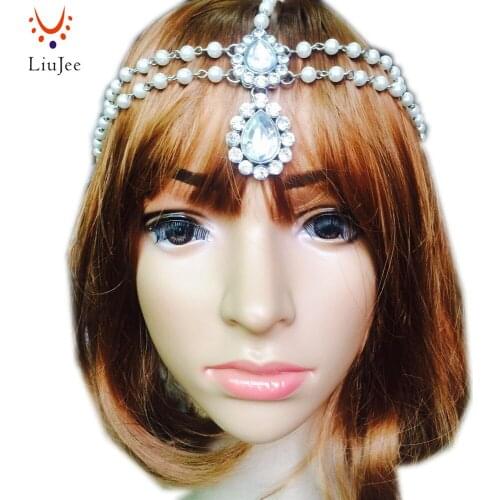 HC-107 Diamante head band hair jewelry wedding bridal head Jewelry birthday boho with Imitation Pearl