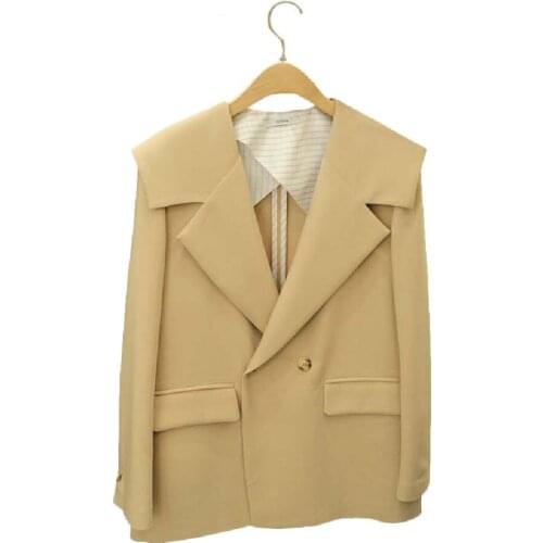 Women Spring and Autumn Navy Collar Suit Jacket Korean Version of The British Loose Fashion College Suit