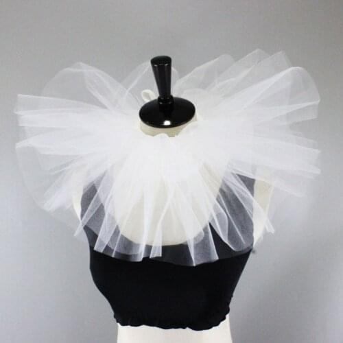 Women Vintage Mesh Neck Ruff Detachable Tulle Ruffle Collar Renaissance Victorian Halloween Cosplay Costume Clown Choker