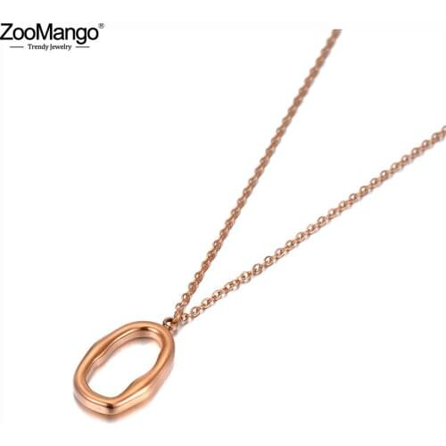 ZooMango Bohemia Stainless Steel Geometry Oval Charm Choker Necklaces Trendy Pendant Chain Jewelry For Women цепочка ZN20038