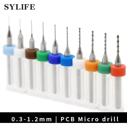 Drill Bits 1/8 Shank 0.3-1.2mm Cutting Diameter Tungsten Carbide Small Twist Drill Bits Set for PCB PVC Amber Beeswax 10PCS