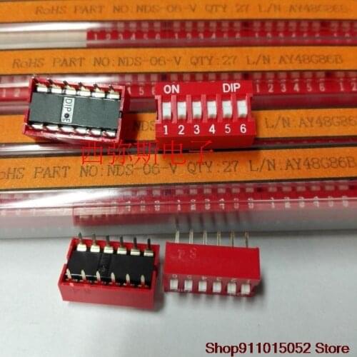 10 PCS original Taiwan DIP switch program NDS - 06-2.54 V six straight inserted dial the code switch distance between the keys