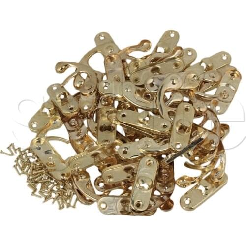 20 x Yellow Antique Wooden Jewelry Case Iron Horn Left Hook Lock 45x40mm